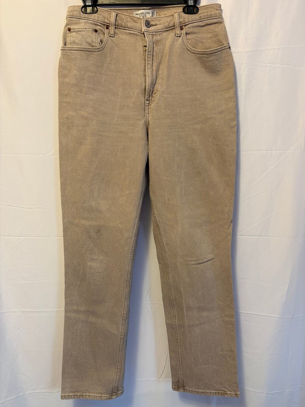 Abercrombie & Fitch 90's Straight Ultra High Rise Jeans Beige Sz 31